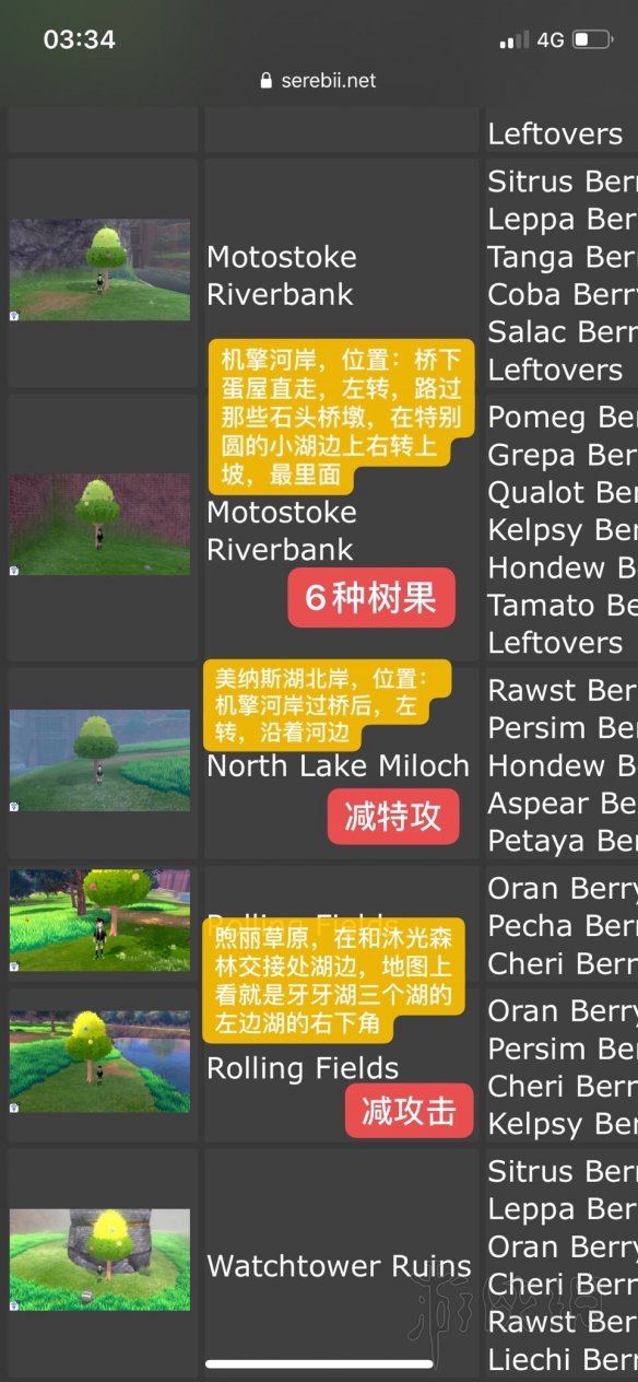 宝可梦剑盾树果分布位置分享 宝可梦剑盾树果有哪些_网