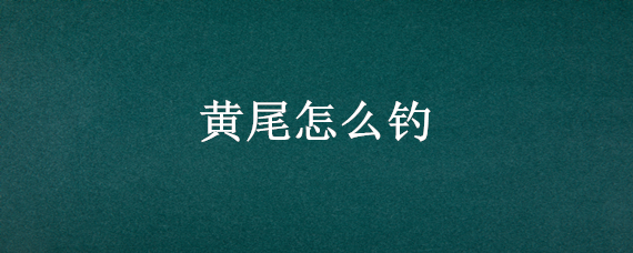 黄尾怎么钓 黄尾怎么钓用什么饵料