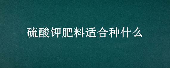 硫酸钾肥料适合种什么 硫酸钾肥料适合种什么花