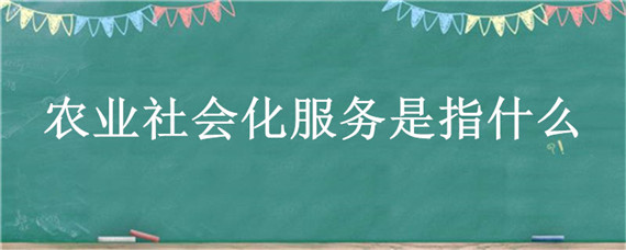 农业社会化服务是指什么 农业社会化服务是指什么工作