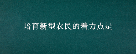 培育新型农民的着力点是（培养新型农民,具体措施有）