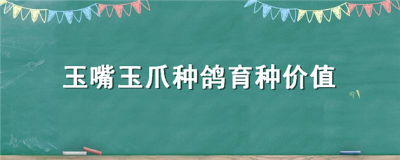 玉嘴玉爪种鸽育种价值（玉嘴玉爪种鸽育种价值怎么样）