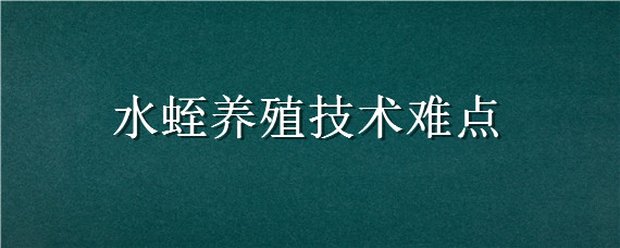 水蛭养殖技术难点 水蛭养殖技术难点有哪些