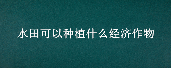 水田可以种植什么经济作物 水田可以种植什么经济作物呢