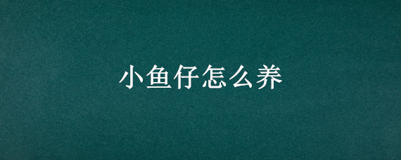 小鱼仔怎么养 小鱼仔怎么养殖