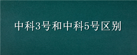 中科3号和中科5号区别（中科3号和中科5号区别大吗）