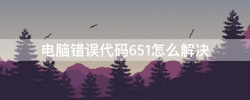 电脑错误代码651怎么解决（电脑错误代码651怎么解决方法）