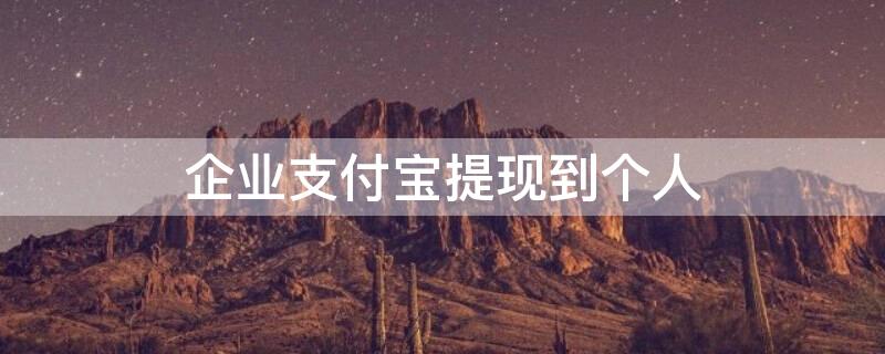 企业支付宝提现到个人（企业支付宝提现到个人银行卡免手续费）