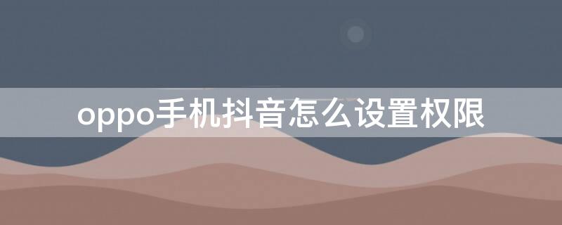 oppo手机抖音怎么设置权限（oppo手机抖音怎么设置私密账号）