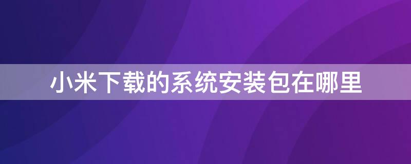 小米下载的系统安装包在哪里 小米的系统安装包在哪里找
