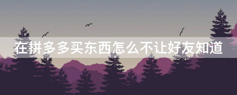 在拼多多买东西怎么不让好友知道 在拼多多买东西怎么不让好友知道我买的