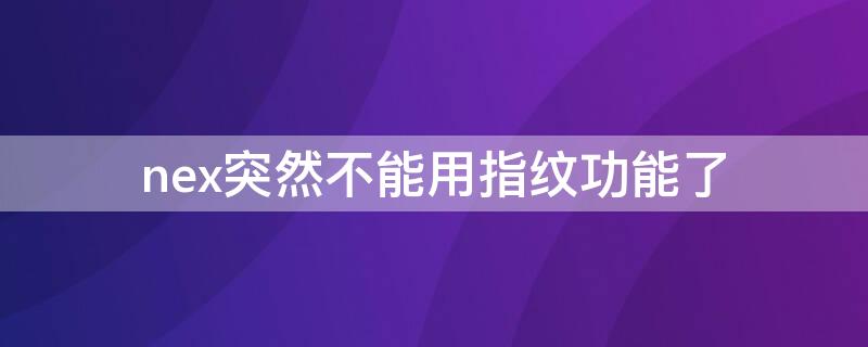 nex突然不能用指纹功能了（nexs指纹解锁不能用了）