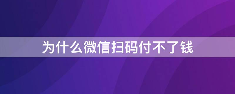 为什么微信扫码付不了钱 为什么微信扫码付不了钱给别人