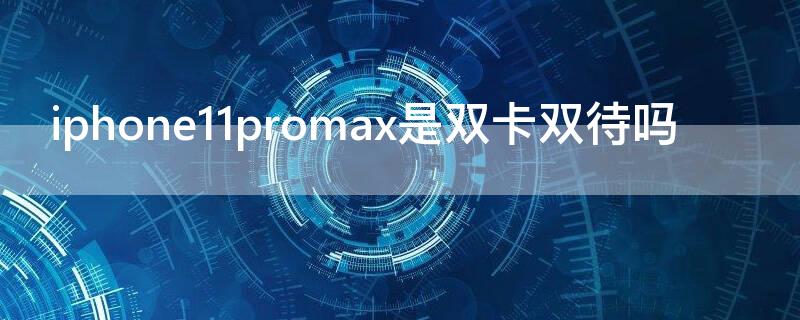 iPhone11promax是双卡双待吗 iphone 11 pro max是双卡双待的吗