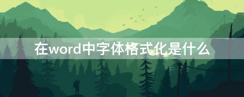 在word中字体格式化是什么（在word中字体格式化是什么格式）