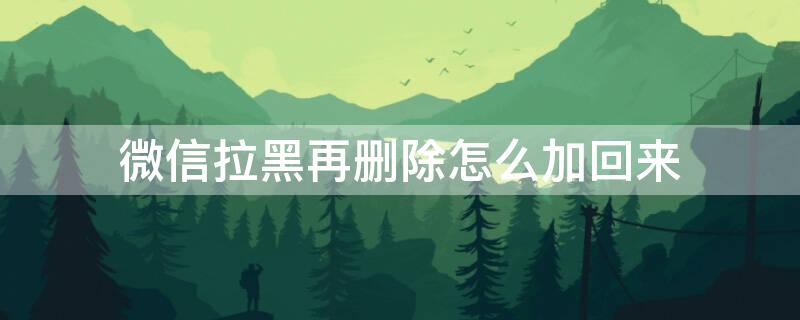 微信拉黑再删除怎么加回来（微信拉黑再删除怎么加回来呢）