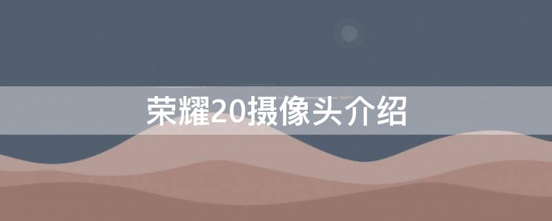 荣耀20摄像头介绍（荣耀20摄像头分别有什么用）