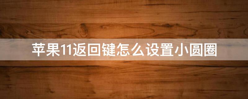 iPhone11返回键怎么设置小圆圈 苹果11怎么设置小圆球返回
