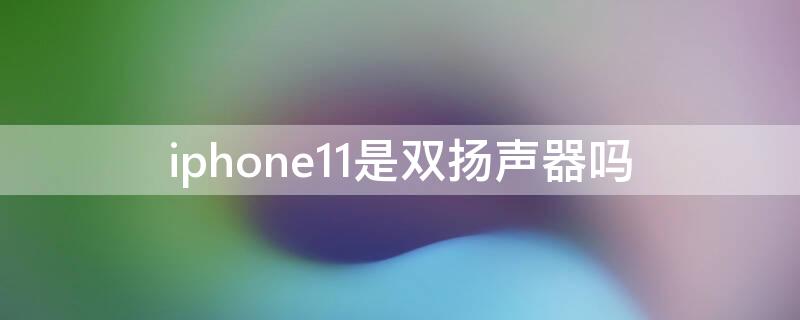 iPhone11是双扬声器吗 苹果11也是双扬声器吗