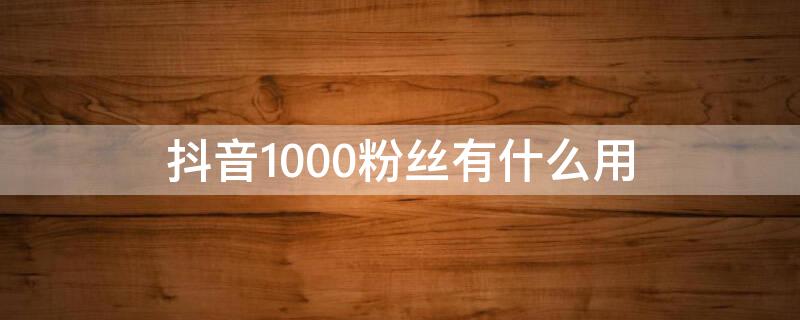 抖音1000粉丝有什么用（抖音1000粉丝有用吗）