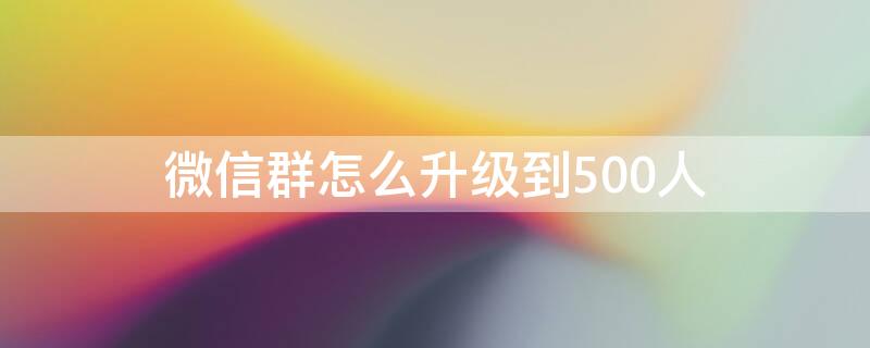 微信群怎么升级到500人（微信群怎么升级到500人以上）