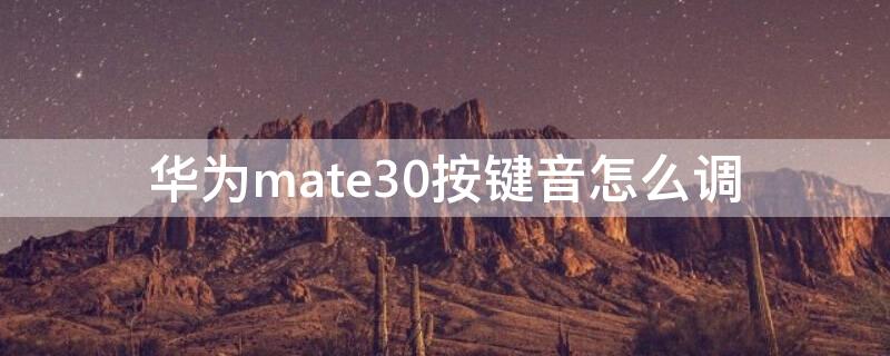 华为mate30按键音怎么调 华为mate30pro如何设置按键音