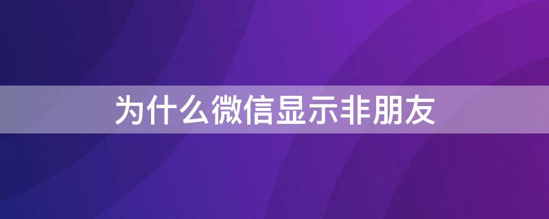 为什么微信显示非朋友（为什么微信显示非朋友还能发信息）