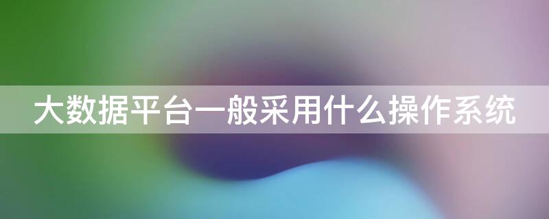 大数据平台一般采用什么操作系统（大数据平台一般采用什么操作系统类型）