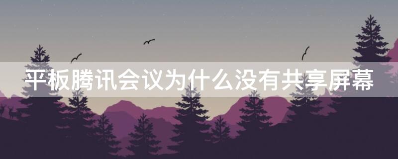 平板腾讯会议为什么没有共享屏幕 平板腾讯会议为什么没有共享屏幕了