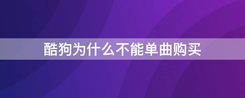 酷狗为什么不能单曲购买（酷狗买不了单首）