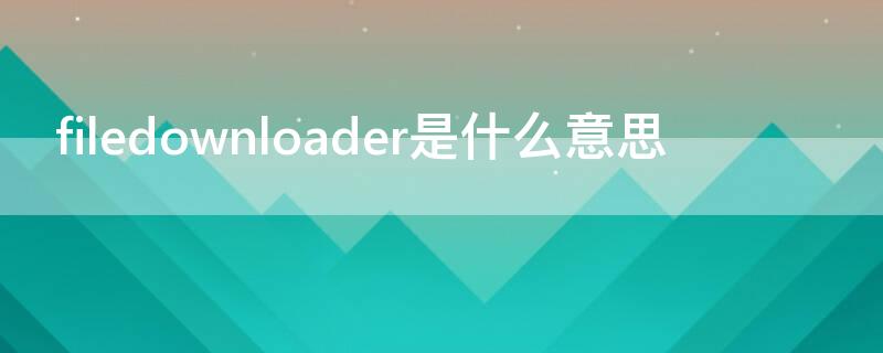 filedownloader是什么意思 filedownloader是什么意思中文