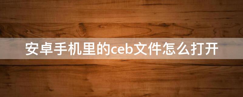安卓手机里的ceb文件怎么打开 安卓手机里的ceb文件怎么打开不了