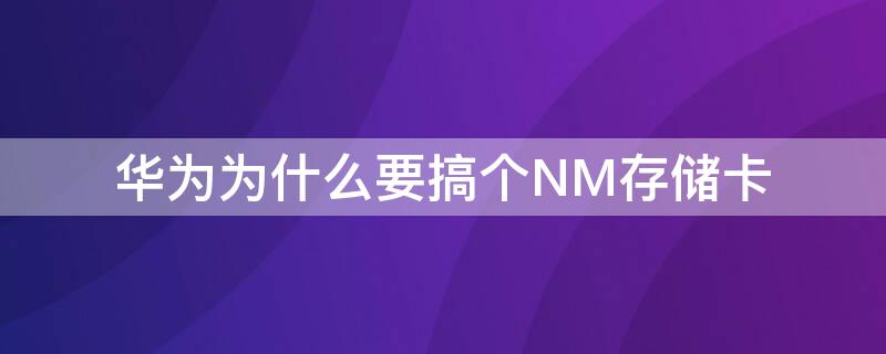 华为为什么要搞个NM存储卡 华为为什么做nm存储卡