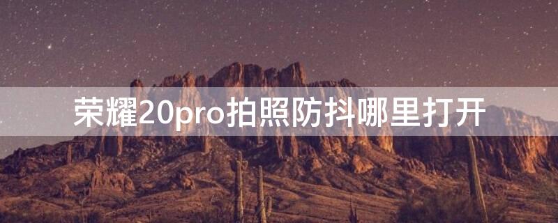 荣耀20pro拍照防抖哪里打开 荣耀20pro拍照防抖吗