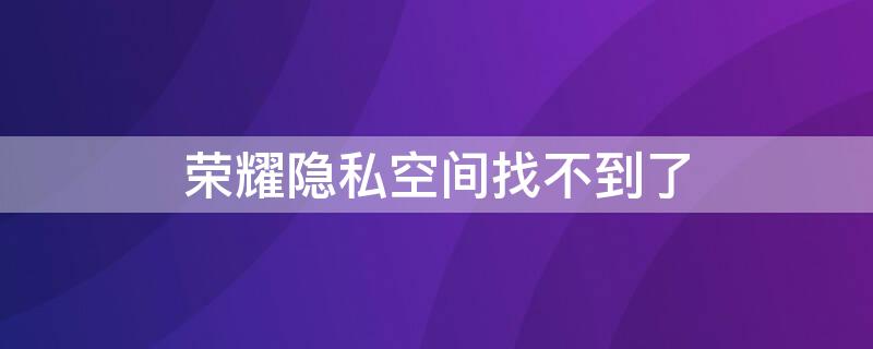 荣耀隐私空间找不到了（荣耀隐私空间找不到了x10）