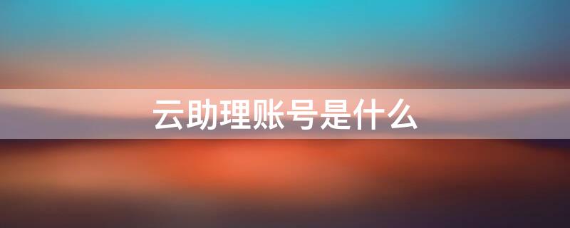 云助理账号是什么（云助理账号是什么意思）
