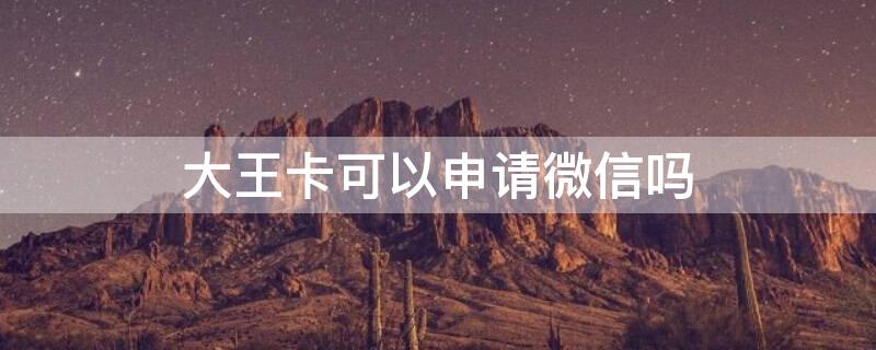 大王卡可以申请微信吗（大王卡能不能申请微信）