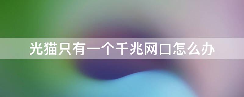 光猫只有一个千兆网口怎么办（光纤猫只有一个千兆口可以用）