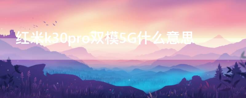 红米k30pro双模5G什么意思（k30pro 双模）