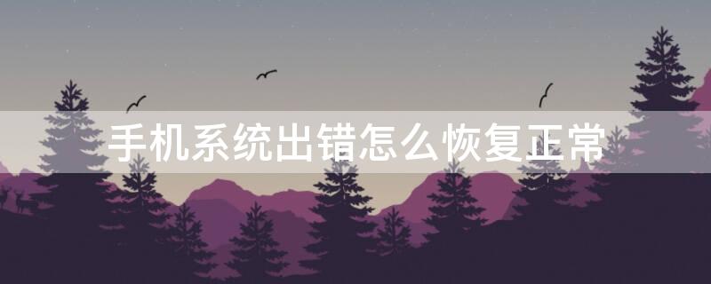 手机系统出错怎么恢复正常（手机系统错乱,怎样修复系统）