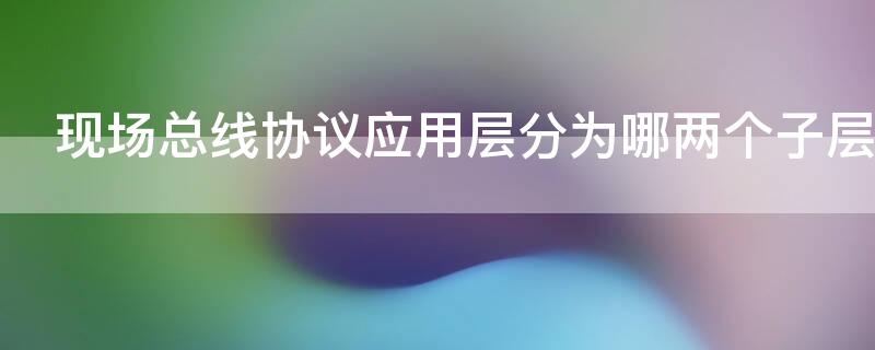 现场总线协议应用层分为哪两个子层（现场总线协议应用层又分为什么）