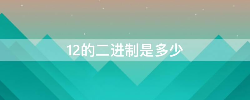 12的二进制是多少（16的二进制是多少）