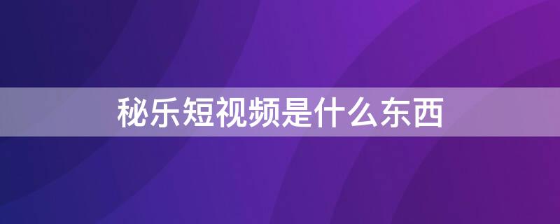 秘乐短视频是什么东西（秘乐短视频是什么东西做的）