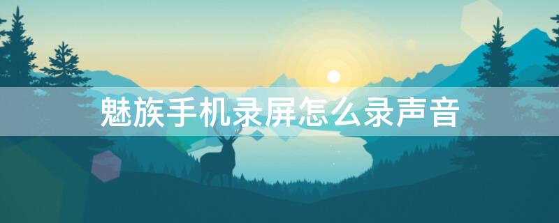魅族手机录屏怎么录声音 魅族录屏设置在哪里