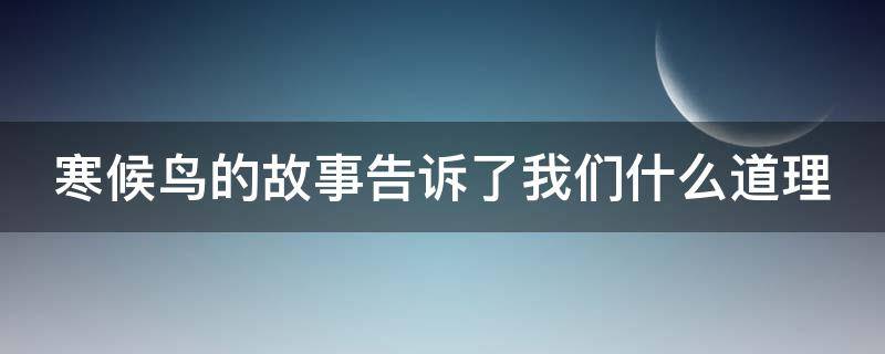 寒候鸟的故事告诉了我们什么道理（寒候鸟的故事告诉我们做事要）