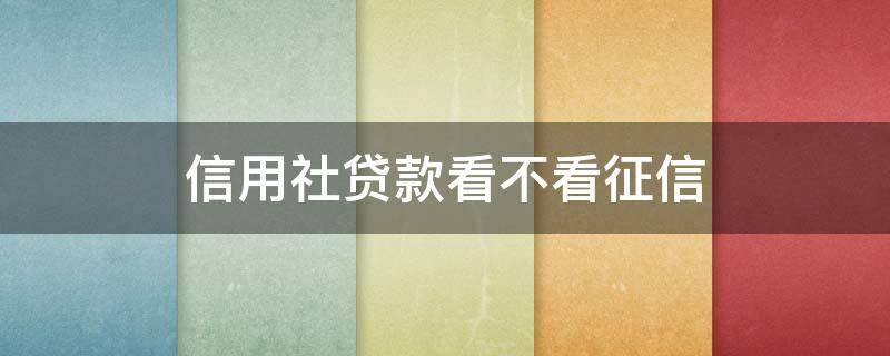 信用社贷款看不看征信 信用社贷款不看征信看流水