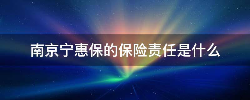 南京宁惠保的保险责任是什么 2021版南京宁惠保-基础版