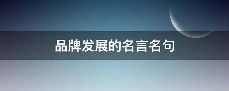 品牌发展的名言名句（品牌发展怎么写）