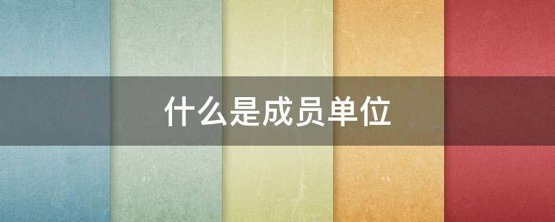 什么是成员单位 什么是成员单位的概念