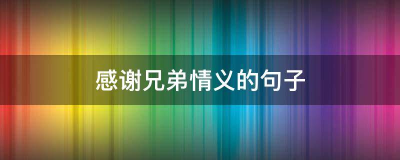 感谢兄弟情义的句子 感谢兄弟情义的句子简短霸气